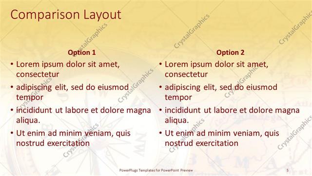 Comparison presentation slide layout