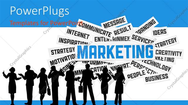  Presentation with marketing - A silhouette of men and women with some text behind them