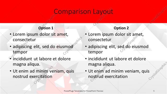 Comparison presentation slide layout