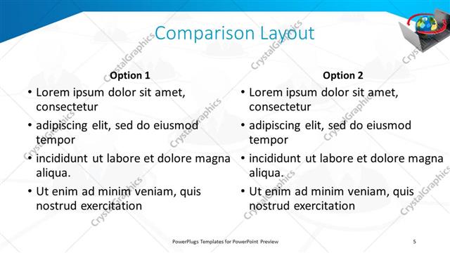 Comparison presentation slide layout