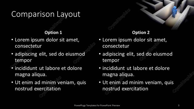 Comparison presentation slide layout