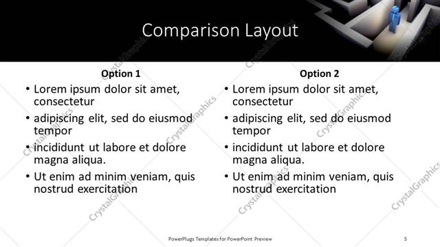 Comparison presentation slide layout