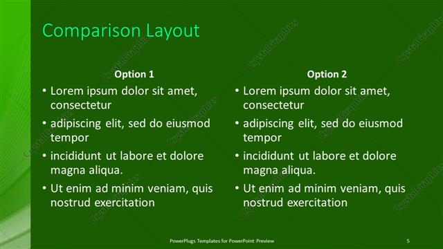 Comparison presentation slide layout