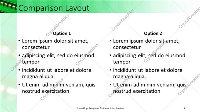 Comparison presentation slide layout