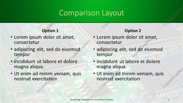 Comparison presentation slide layout