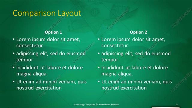 Comparison presentation slide layout