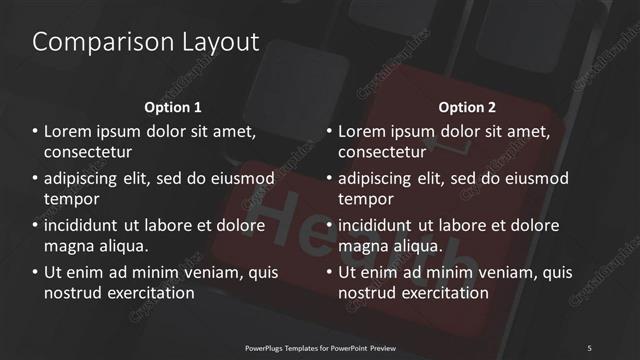 Comparison presentation slide layout
