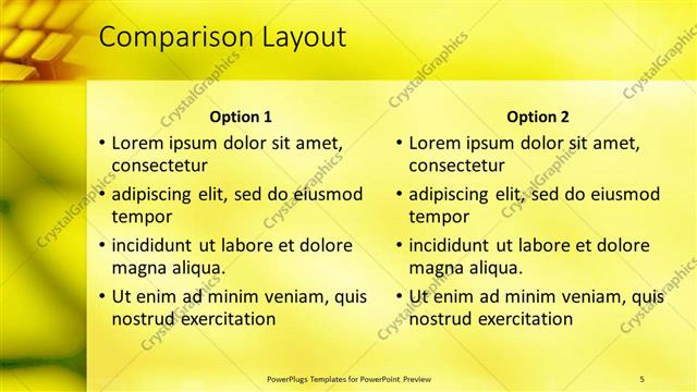 Comparison presentation slide layout