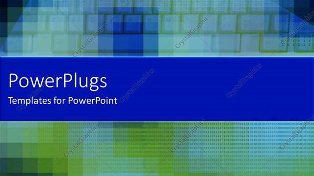  Presentation with abstract green - Computer keyboard blurred in background with grids of green and blue