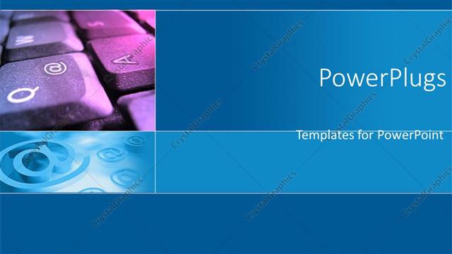  Presentation with plane - Computer keyboards on a blue plane background with an @ symbol