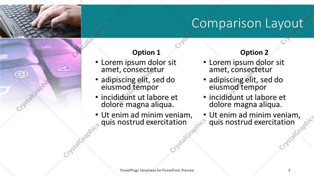 Comparison presentation slide layout