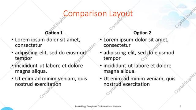 Comparison presentation slide layout