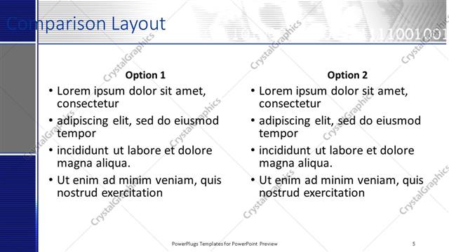 Comparison presentation slide layout