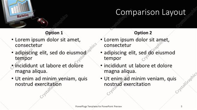 Comparison presentation slide layout