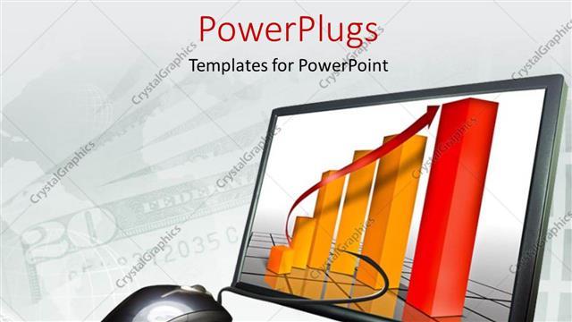  Presentation with monitor computer - Computer monitor showing colored charts with mouse on currency notes