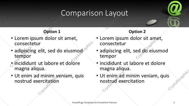 Comparison presentation slide layout