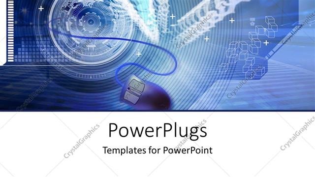  Presentation with abstract blue white - Computer mouse with wire on abstract background with blue and white