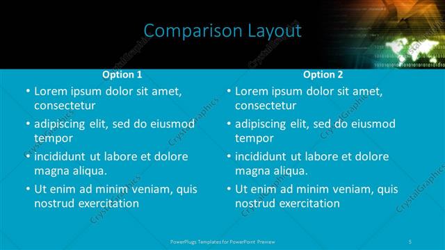 Comparison presentation slide layout