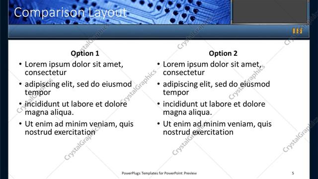 Comparison presentation slide layout