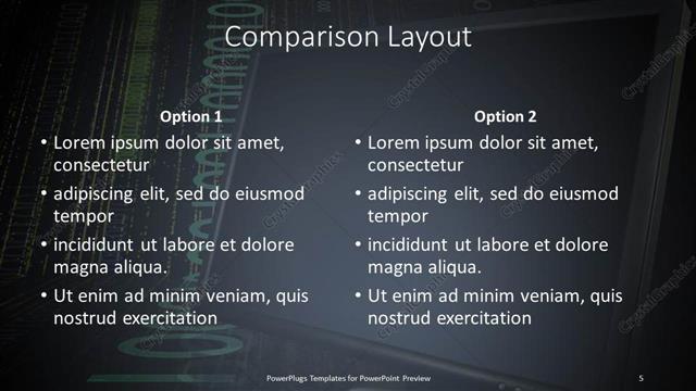 Comparison presentation slide layout