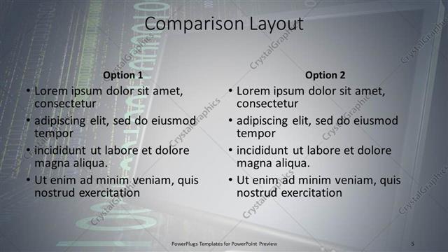 Comparison presentation slide layout