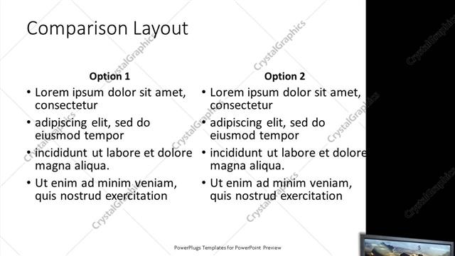 Comparison presentation slide layout