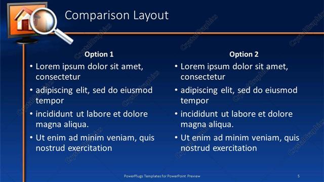 Comparison presentation slide layout