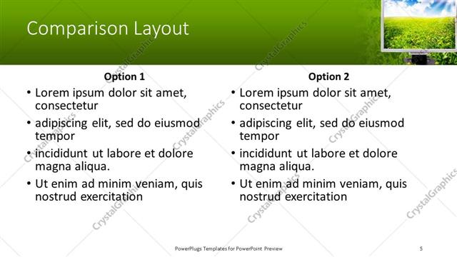 Comparison presentation slide layout