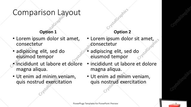 Comparison presentation slide layout