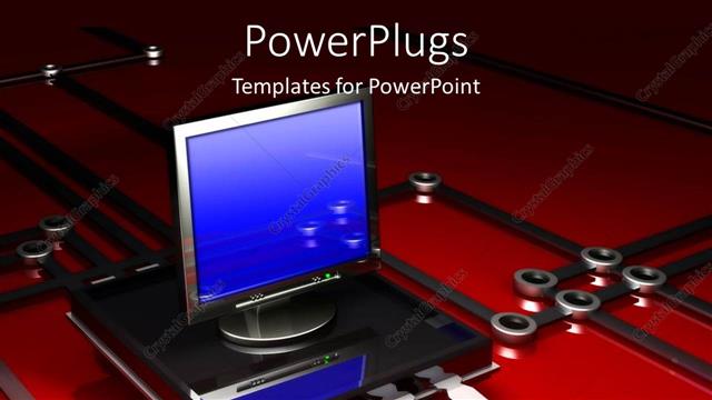  Presentation with black technology - Computer on simple microchip and electronic circuit red black background