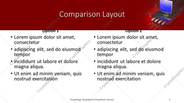 Comparison presentation slide layout