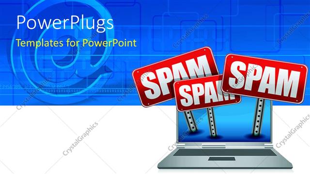  Presentation with spam - SPAM banners emerging from laptop screen with email symbol in background