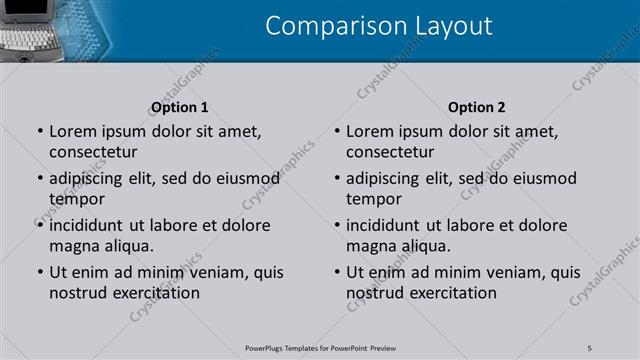 Comparison presentation slide layout