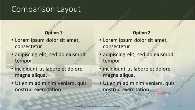 Comparison presentation slide layout