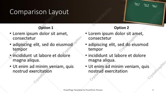 Comparison presentation slide layout