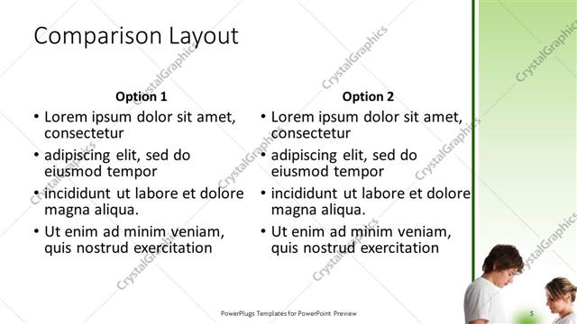 Comparison presentation slide layout