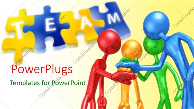  Presentation with puzzle team - A number of figures with puzzle pieces in background