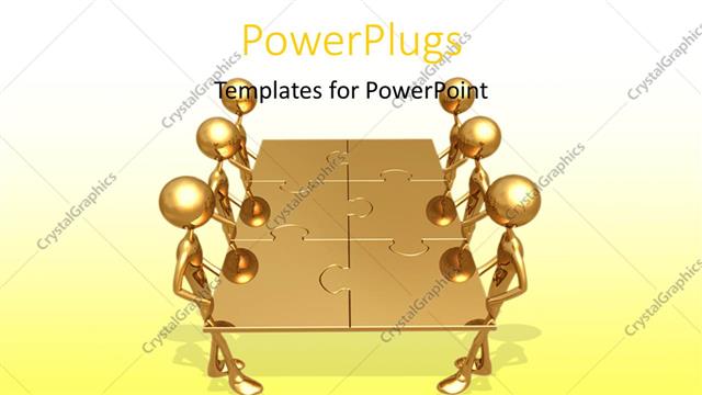  Presentation with puzzle team - A number of people with puzzle pieces