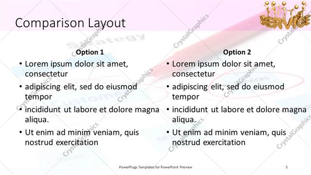 Comparison presentation slide layout