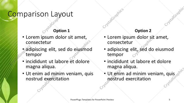 Comparison presentation slide layout