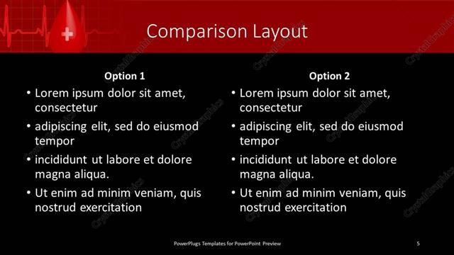 Comparison presentation slide layout