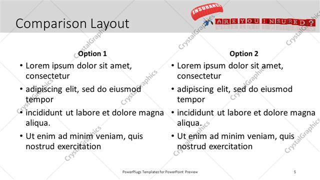 Comparison presentation slide layout