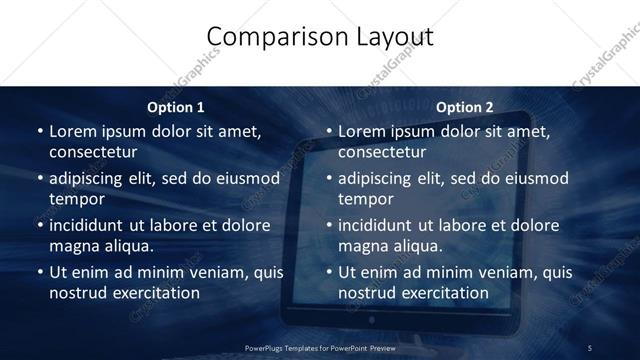 Comparison presentation slide layout