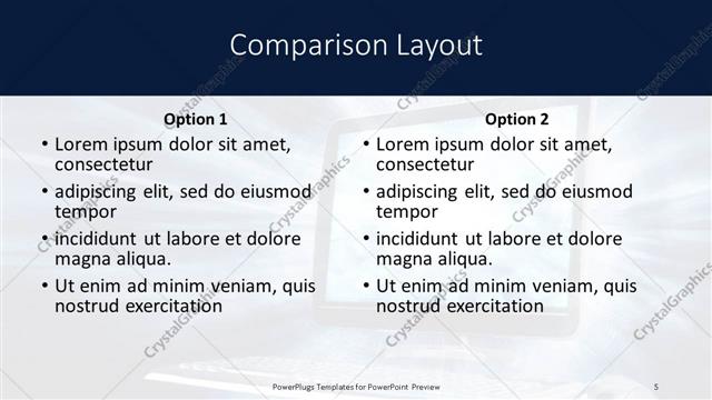 Comparison presentation slide layout
