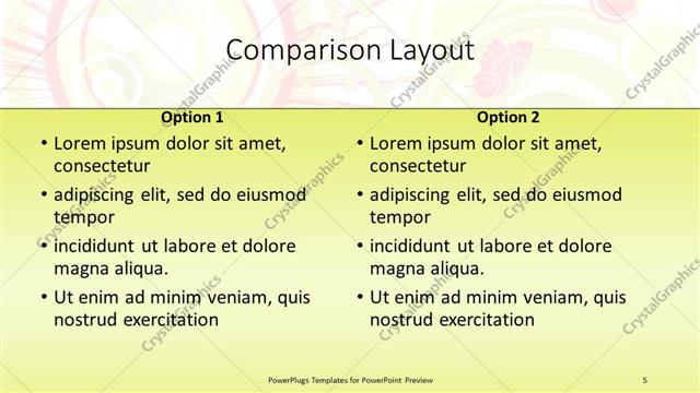 Comparison presentation slide layout
