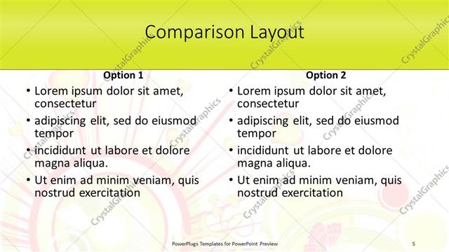 Comparison presentation slide layout