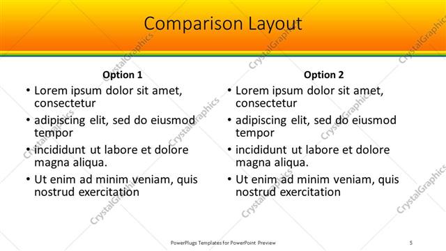 Comparison presentation slide layout