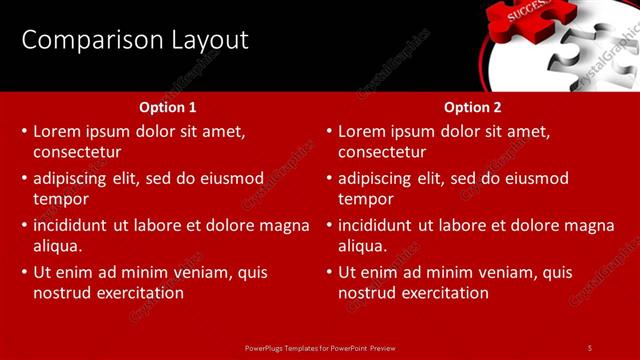 Comparison presentation slide layout
