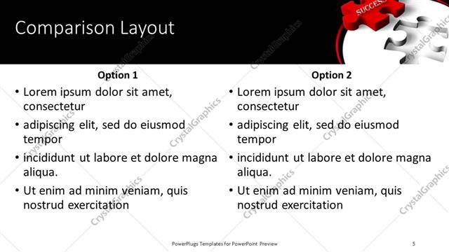 Comparison presentation slide layout