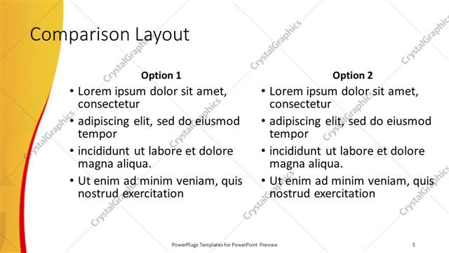 Comparison presentation slide layout